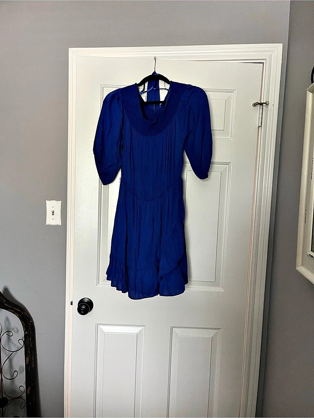 Pleated Mini Dress in Blue Like New